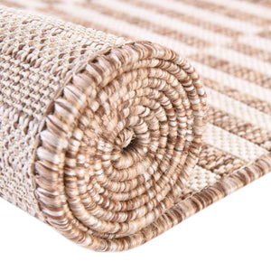 Taupe 5' 3 x 7' 1 Outdoor Striped Rectangle Area Rug Weather Resistant for Patio, Deck, Terrace, Balcony, Porch Geometric Pattern Waterproof Carpet for Sale at Rug Engine