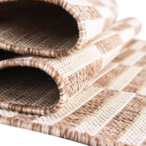 Taupe 5' 3 x 7' 1 Outdoor Striped Rectangle Area Rug Weather Resistant for Patio, Deck, Terrace, Balcony, Porch Geometric Pattern Waterproof Carpet for Sale at Rug Engine
