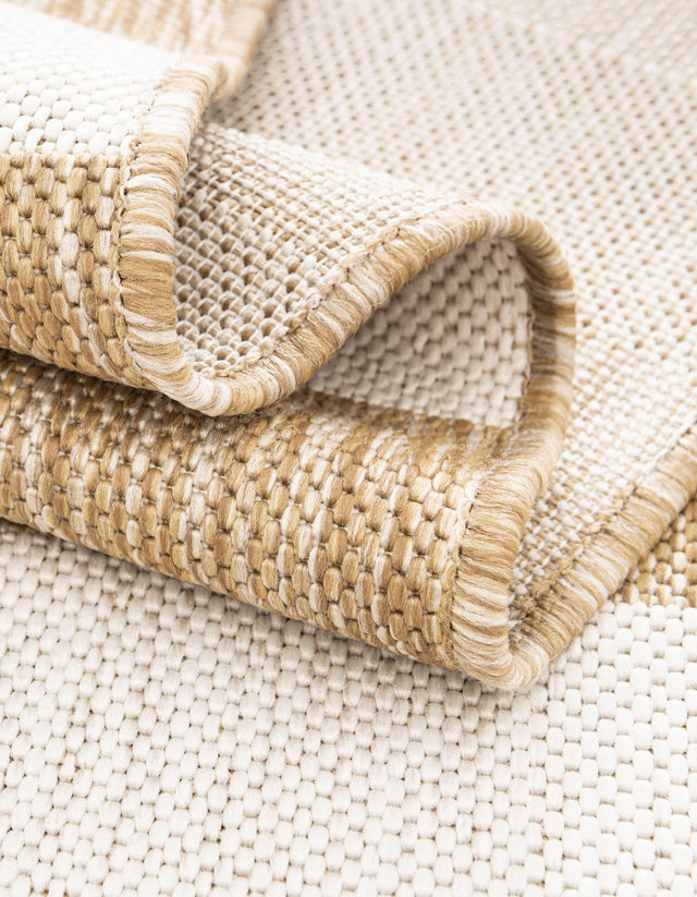 Taupe 5' 3 x 7' 1 Outdoor Striped Rectangle Area Rug Weather Resistant for Patio, Deck, Terrace, Balcony, Porch Geometric Pattern Waterproof Carpet for Sale at Rug Engine