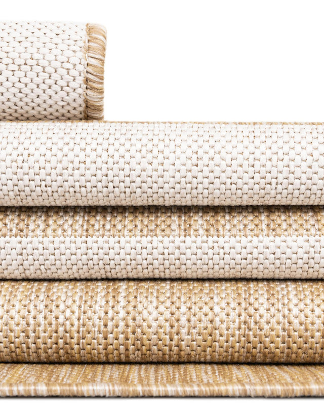 Taupe 5' 3 x 7' 1 Outdoor Striped Rectangle Area Rug Weather Resistant for Patio, Deck, Terrace, Balcony, Porch Geometric Pattern Waterproof Carpet for Sale at Rug Engine