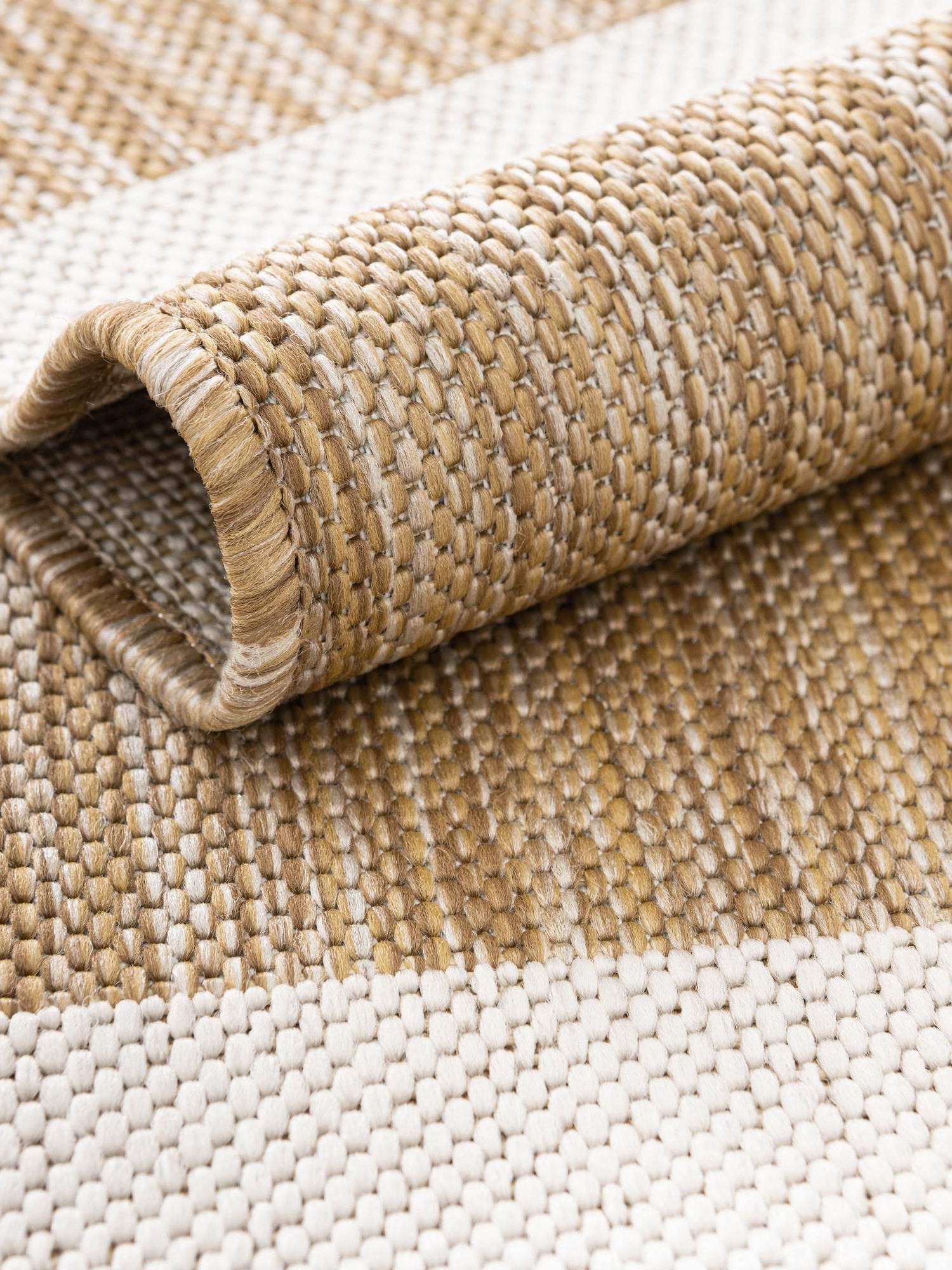 Taupe 5' 3 x 5' 3 Outdoor Striped Round Area Rug Weather Resistant for Patio, Deck, Terrace, Balcony, Porch Geometric Pattern Waterproof Carpet for Sale at Rug Engine