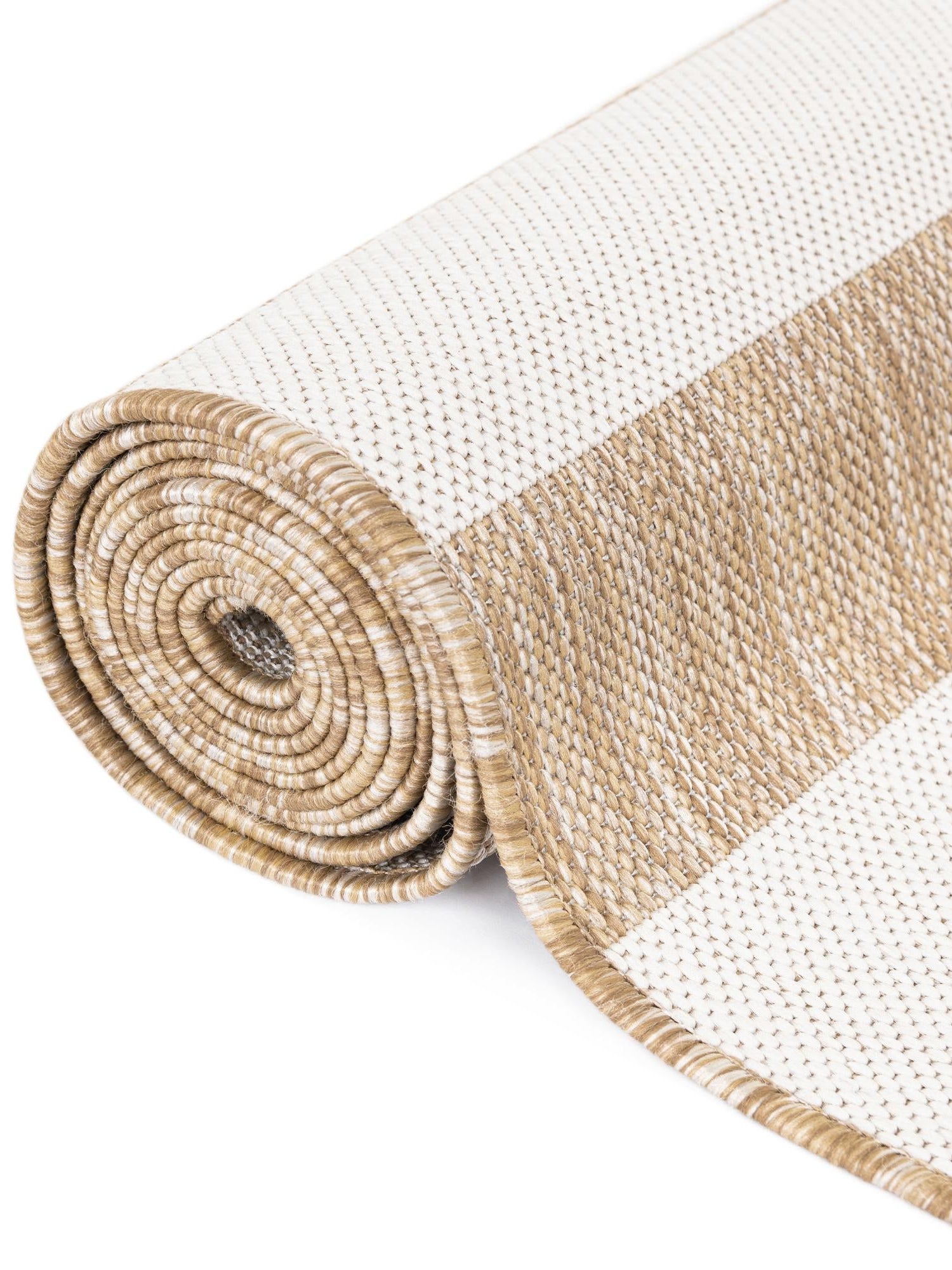 Taupe 6' 1 x 6' 1 Outdoor Striped Round Area Rug Weather Resistant for Patio, Deck, Terrace, Balcony, Porch Geometric Pattern Waterproof Carpet for Sale at Rug Engine