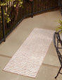 Taupe 2' x 6' 1 Outdoor Striped Runner Area Rug Weather Resistant for Patio, Deck, Terrace, Balcony, Porch Geometric Pattern Waterproof Carpet for Sale at Rug Engine