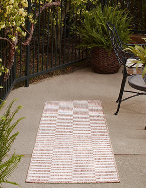Taupe 2' x 6' 1 Outdoor Striped Runner Area Rug Weather Resistant for Patio, Deck, Terrace, Balcony, Porch Geometric Pattern Waterproof Carpet for Sale at Rug Engine