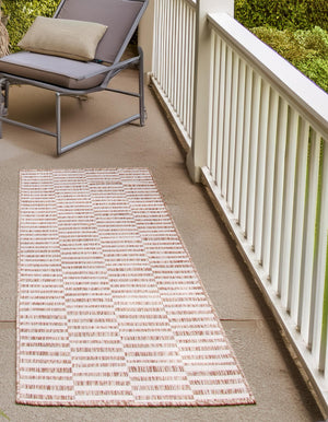 Taupe 2' x 6' 1 Outdoor Striped Runner Area Rug Weather Resistant for Patio, Deck, Terrace, Balcony, Porch Geometric Pattern Waterproof Carpet for Sale at Rug Engine