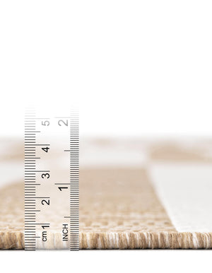 Taupe 2' x 6' 1 Outdoor Striped Runner Area Rug Weather Resistant for Patio, Deck, Terrace, Balcony, Porch Geometric Pattern Waterproof Carpet for Sale at Rug Engine