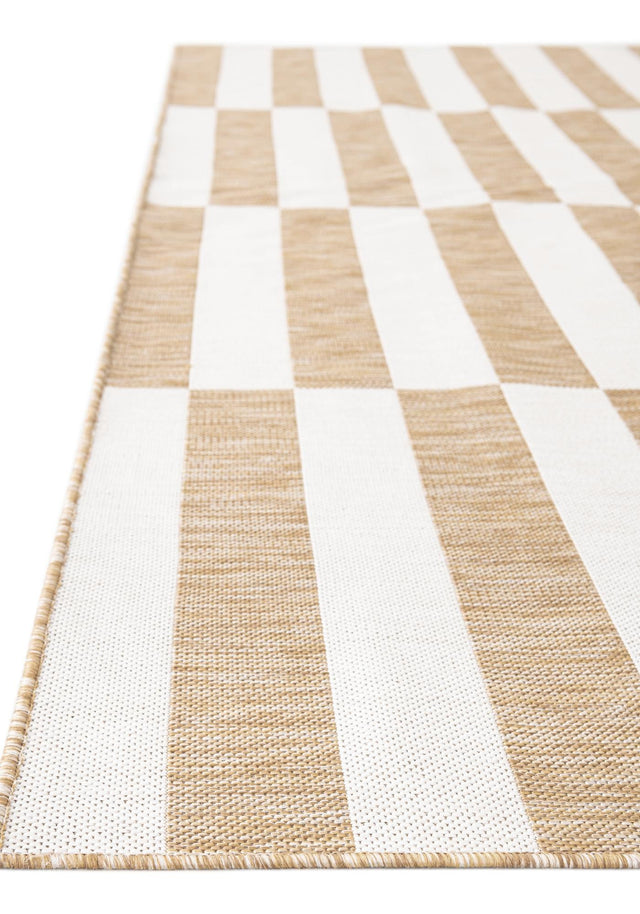 Taupe 2' x 6' 1 Outdoor Striped Runner Area Rug Weather Resistant for Patio, Deck, Terrace, Balcony, Porch Geometric Pattern Waterproof Carpet for Sale at Rug Engine