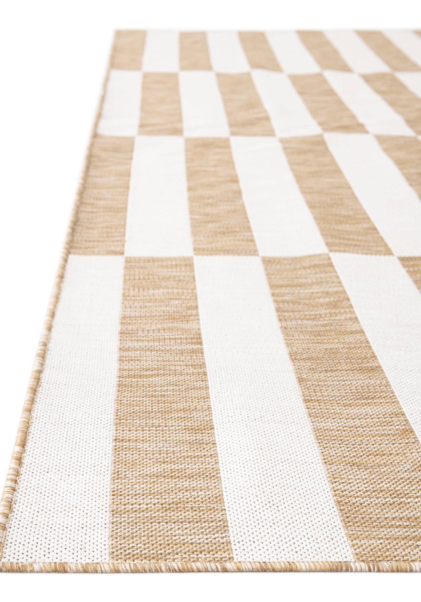 Taupe 2' x 8' Outdoor Striped Runner Area Rug Weather Resistant for Patio, Deck, Terrace, Balcony, Porch Geometric Pattern Waterproof Carpet for Sale at Rug Engine