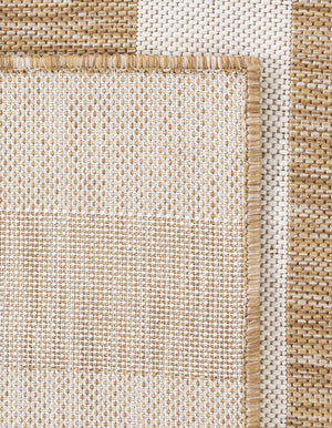 Taupe 2' x 6' 1 Outdoor Striped Runner Area Rug Weather Resistant for Patio, Deck, Terrace, Balcony, Porch Geometric Pattern Waterproof Carpet for Sale at Rug Engine