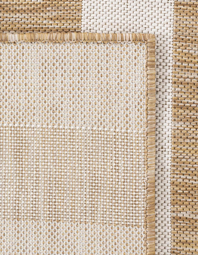 Taupe 2' x 6' 1 Outdoor Striped Runner Area Rug Weather Resistant for Patio, Deck, Terrace, Balcony, Porch Geometric Pattern Waterproof Carpet for Sale at Rug Engine