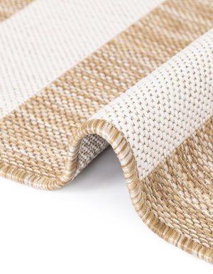 Taupe 2' x 6' 1 Outdoor Striped Runner Area Rug Weather Resistant for Patio, Deck, Terrace, Balcony, Porch Geometric Pattern Waterproof Carpet for Sale at Rug Engine