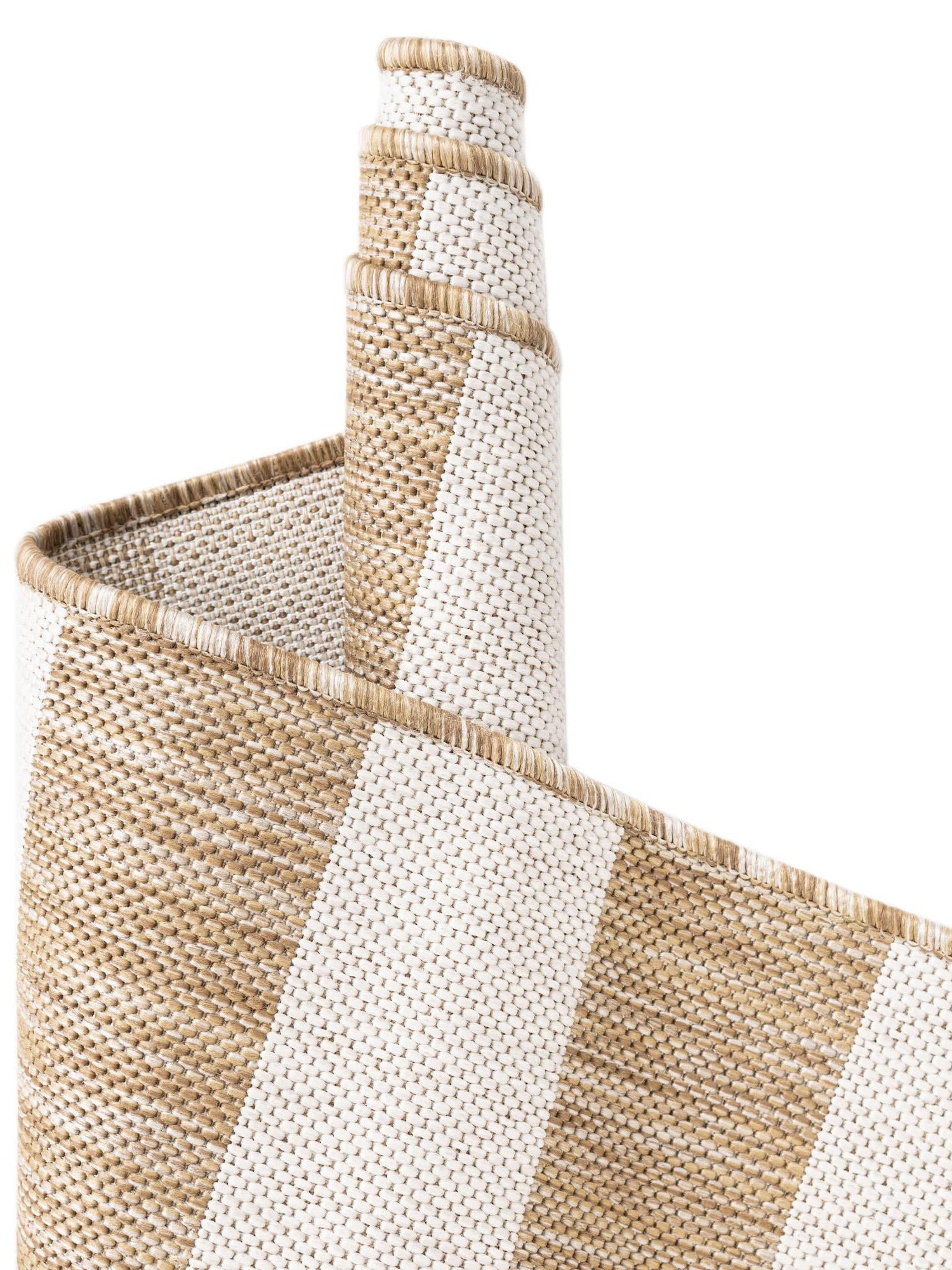 Taupe 2' x 8' Outdoor Striped Runner Area Rug Weather Resistant for Patio, Deck, Terrace, Balcony, Porch Geometric Pattern Waterproof Carpet for Sale at Rug Engine