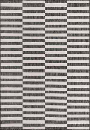 Charcoal 8' x 11' Outdoor Striped Rectangle Rug