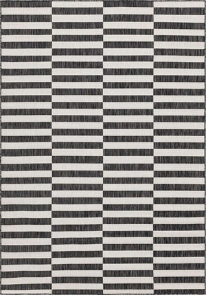 Charcoal 7' 1 x 10' Outdoor Striped Rectangle Area Rug Weather Resistant for Patio, Deck, Terrace, Balcony, Porch Geometric Pattern Waterproof Carpet for Sale at Rug Engine