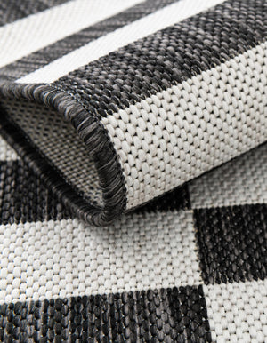 Charcoal 9' x 12' Outdoor Striped Rectangle Area Rug Weather Resistant for Patio, Deck, Terrace, Balcony, Porch Geometric Pattern Waterproof Carpet for Sale at Rug Engine