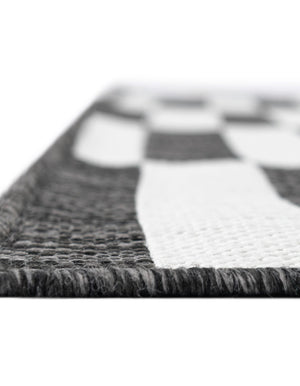 Charcoal 6' 1 x 9' Outdoor Striped Rectangle Area Rug Weather Resistant for Patio, Deck, Terrace, Balcony, Porch Geometric Pattern Waterproof Carpet for Sale at Rug Engine