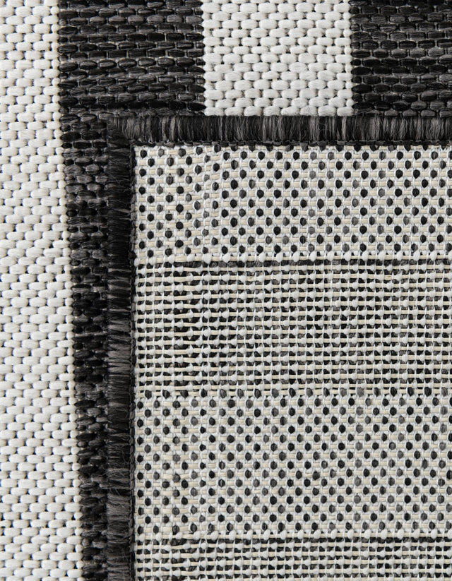 Charcoal 5' 3 x 8' Outdoor Striped Rectangle Area Rug Weather Resistant for Patio, Deck, Terrace, Balcony, Porch Geometric Pattern Waterproof Carpet for Sale at Rug Engine