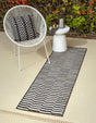 Charcoal 2' x 8' Outdoor Striped Runner Area Rug Weather Resistant for Patio, Deck, Terrace, Balcony, Porch Geometric Pattern Waterproof Carpet for Sale at Rug Engine