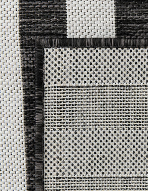 Charcoal 2' x 8' Outdoor Striped Runner Area Rug Weather Resistant for Patio, Deck, Terrace, Balcony, Porch Geometric Pattern Waterproof Carpet for Sale at Rug Engine