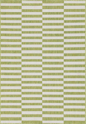 Green 7' 1 x 10' Outdoor Striped Rectangle Rug