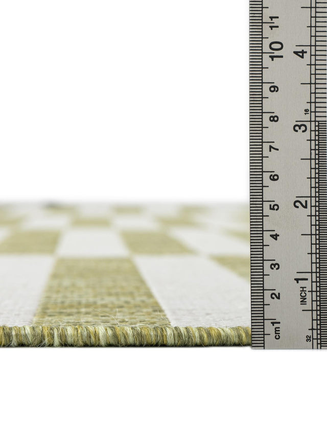 Green 7' 1 x 10' Outdoor Striped Rectangle Rug