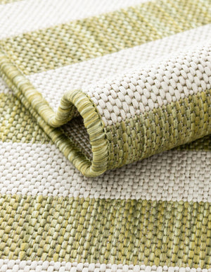 Green 7' 1 x 10' Outdoor Striped Rectangle Rug