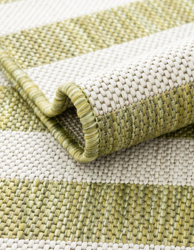Green 7' 1 x 10' Outdoor Striped Rectangle Rug