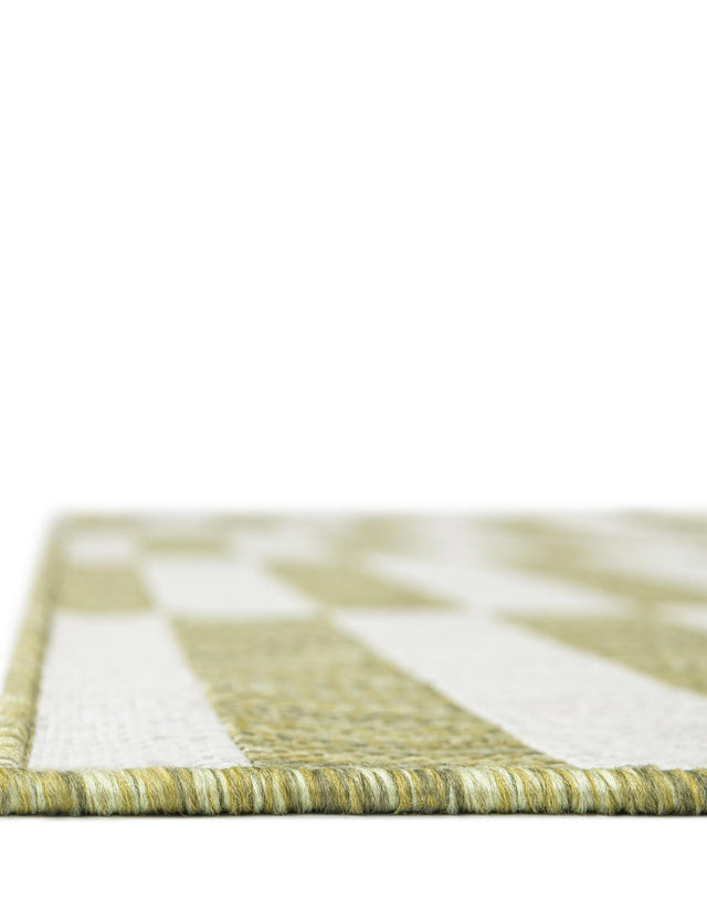 Green 7' 1 x 10' Outdoor Striped Rectangle Rug