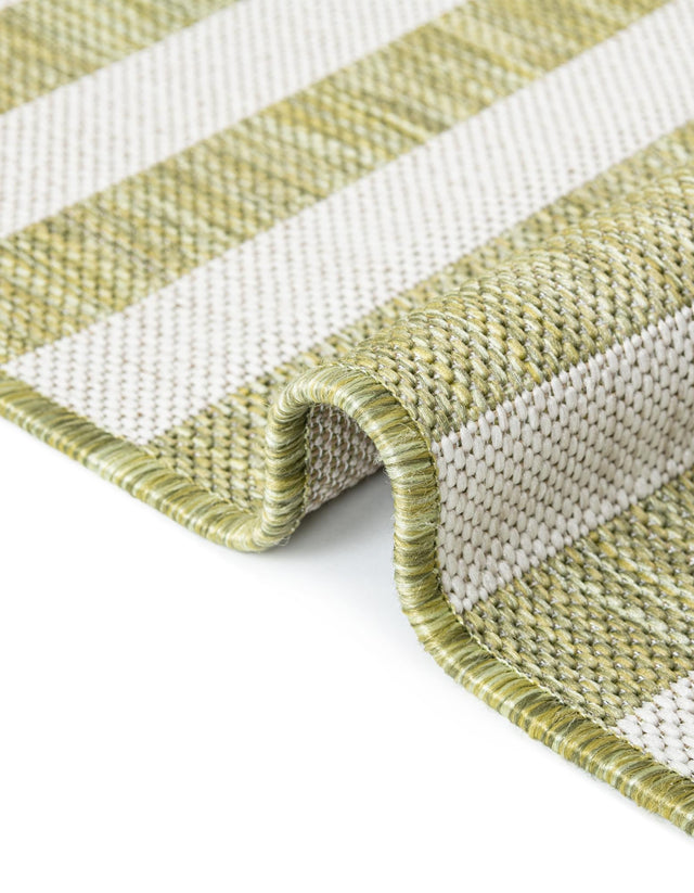 Green 7' 1 x 10' Outdoor Striped Rectangle Rug