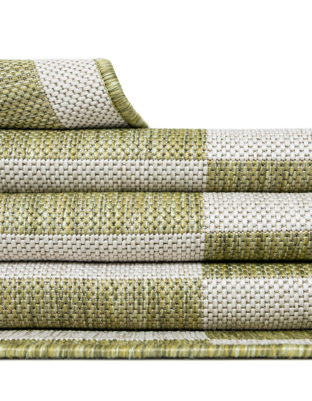 Green 10' x 14' 1 Outdoor Striped Rectangle Area Rug Weather Resistant for Patio, Deck, Terrace, Balcony, Porch Geometric Pattern Waterproof Carpet for Sale at Rug Engine