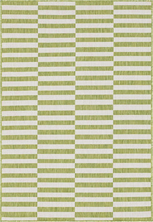 Green 4' 1 x 6' 1 Outdoor Striped Rectangle Rug