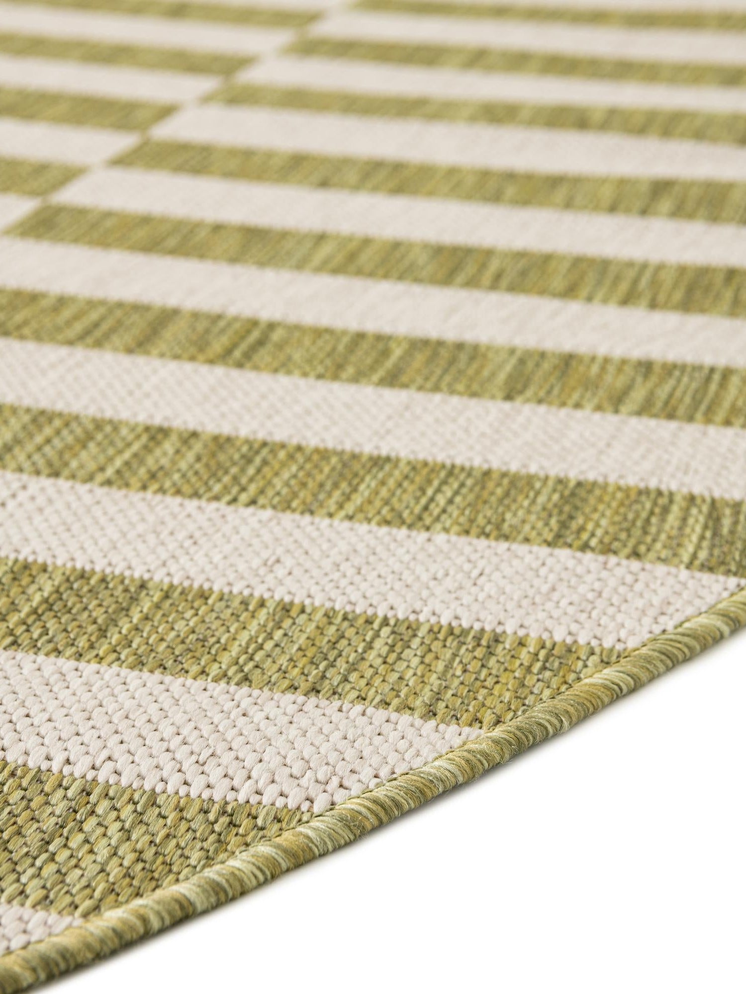 Green 7' 10 x 7' 10 Outdoor Striped Round Area Rug Weather Resistant for Patio, Deck, Terrace, Balcony, Porch Geometric Pattern Waterproof Carpet for Sale at Rug Engine