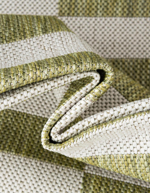Green 2' x 6' 1 Outdoor Striped Runner Area Rug Weather Resistant for Patio, Deck, Terrace, Balcony, Porch Geometric Pattern Waterproof Carpet for Sale at Rug Engine