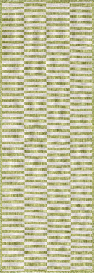 Green 2' x 6' 1 Outdoor Striped Runner Area Rug Weather Resistant for Patio, Deck, Terrace, Balcony, Porch Geometric Pattern Waterproof Carpet for Sale at Rug Engine