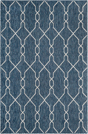 Blue 5' 3 x 8' Outdoor Trellis Rectangle Area Rug Weather Resistant for Patio, Deck, Terrace, Balcony, Porch Geometric Design Water Safe Outside Carpet for Sale at Rug Engine
