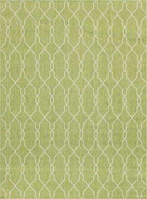 Green 7' 10 x 11' Outdoor Trellis Rectangle Area Rug Weather Resistant for Patio, Deck, Terrace, Balcony, Porch Geometric Design Water Safe Outside Carpet for Sale at Rug Engine