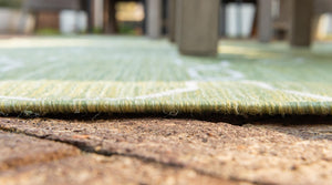 Green 5' 3 x 8' Outdoor Trellis Rectangle Area Rug Weather Resistant for Patio, Deck, Terrace, Balcony, Porch Geometric Design Water Safe Outside Carpet for Sale at Rug Engine