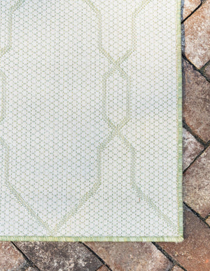 Green 5' 3 x 8' Outdoor Trellis Rectangle Area Rug Weather Resistant for Patio, Deck, Terrace, Balcony, Porch Geometric Design Water Safe Outside Carpet for Sale at Rug Engine