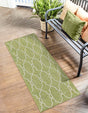 Green 2' x 6' 1 Outdoor Trellis Runner Area Rug Weather Resistant for Patio, Deck, Terrace, Balcony, Porch Geometric Design Water Safe Outside Carpet for Sale at Rug Engine