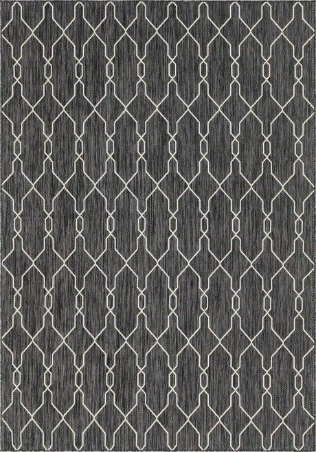 Charcoal 8' x 11' Outdoor Trellis Rectangle Rug