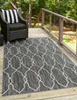 Charcoal 5' 3 x 8' Outdoor Trellis Rectangle Area Rug Weather Resistant for Patio, Deck, Terrace, Balcony, Porch Geometric Design Water Safe Outside Carpet for Sale at Rug Engine