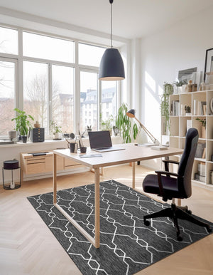 Charcoal 5' 3 x 8' Outdoor Trellis Rectangle Area Rug Weather Resistant for Patio, Deck, Terrace, Balcony, Porch Geometric Design Water Safe Outside Carpet for Sale at Rug Engine