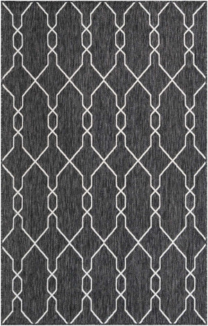Charcoal 5' 3 x 8' Outdoor Trellis Rectangle Area Rug Weather Resistant for Patio, Deck, Terrace, Balcony, Porch Geometric Design Water Safe Outside Carpet for Sale at Rug Engine