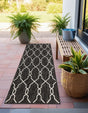 Charcoal 2' x 6' 1 Outdoor Trellis Runner Area Rug Weather Resistant for Patio, Deck, Terrace, Balcony, Porch Geometric Design Water Safe Outside Carpet for Sale at Rug Engine