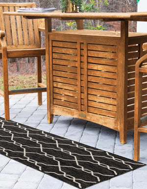 Charcoal 2' x 6' 1 Outdoor Trellis Runner Area Rug Weather Resistant for Patio, Deck, Terrace, Balcony, Porch Geometric Design Water Safe Outside Carpet for Sale at Rug Engine