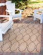 Natural 4' 1 x 6' 1 Outdoor Trellis Rectangle Area Rug Weather Resistant for Patio, Deck, Terrace, Balcony, Porch Geometric Design Water Safe Outside Carpet for Sale at Rug Engine