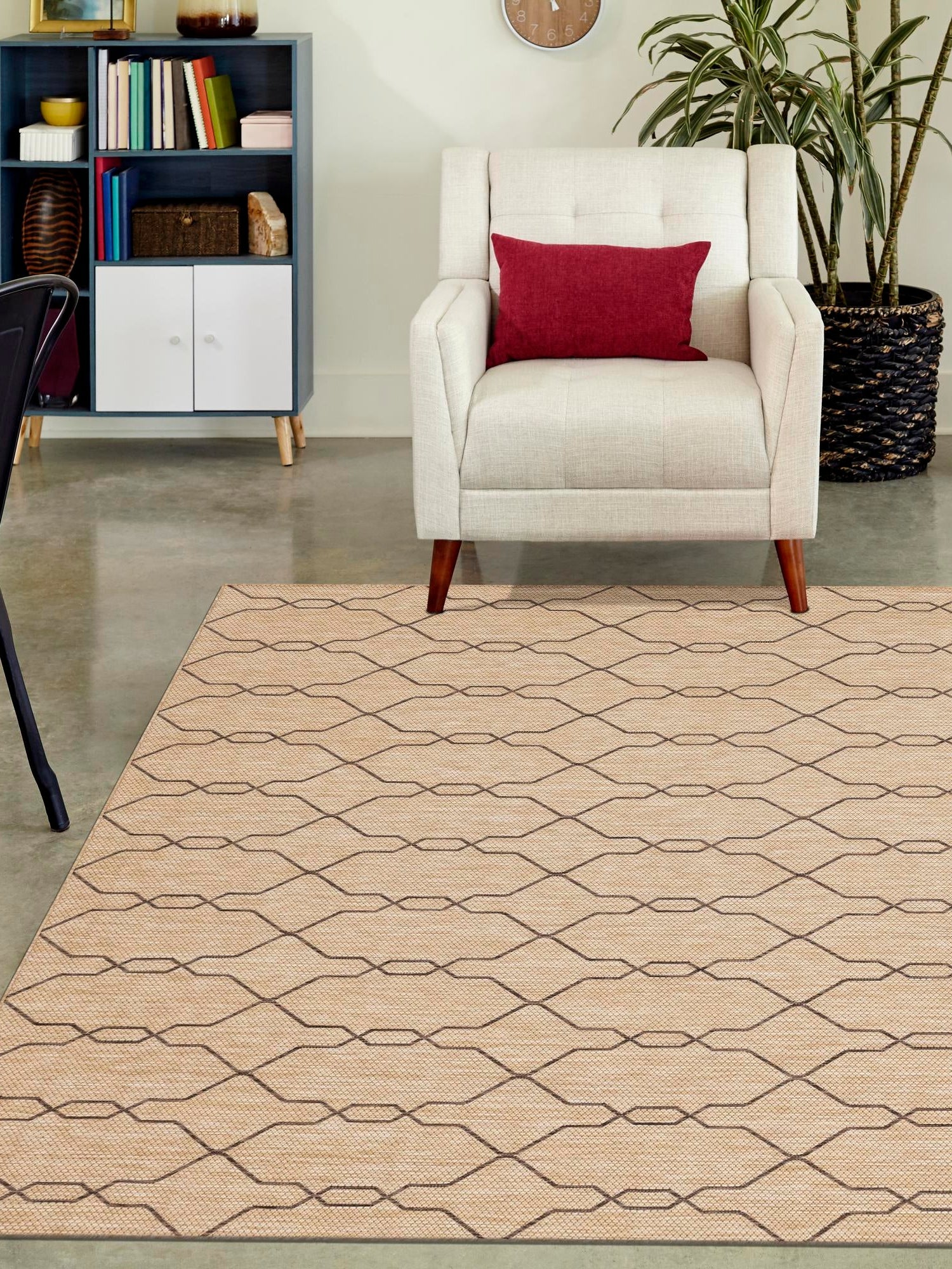 Natural 8' x 11' 4 Outdoor Trellis Rectangle Area Rug Weather Resistant for Patio, Deck, Terrace, Balcony, Porch Geometric Design Water Safe Outside Carpet for Sale at Rug Engine