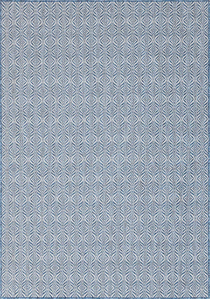 Blue 7' 1 x 10' Outdoor Trellis Rectangle Area Rug Weather Resistant for Patio, Deck, Terrace, Balcony, Porch Geometric Design Water Safe Outside Carpet for Sale at Rug Engine