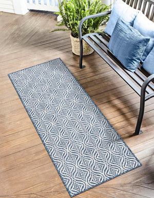 Blue 2' x 6' 1 Outdoor Trellis Runner Rug