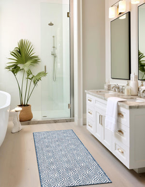 Blue 2' x 6' 1 Outdoor Trellis Runner Rug
